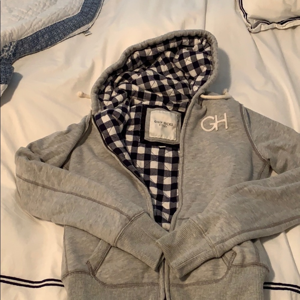 Warm Gilly Hicks zip hoodie with cute plaid detail